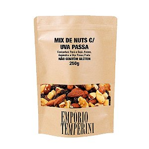 Mix Nuts Amêndoa Castanhas Pará E Caju Nozes Uva Passa 250g