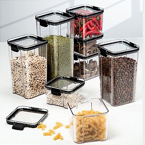Kit Porta Mantimentos Hermético de Plástico 4 peças