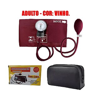 Aparelho de Pressão Arterial Adulto Velcro Cor Vinho - Premium