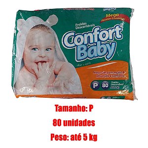 Fralda Infantil Confort Baby Pacotão P 80 unidades - Confort