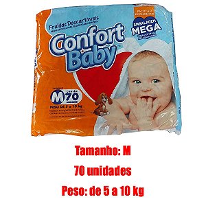 Fralda Infantil Confort Baby Pacotão M 70 unidades - Confort