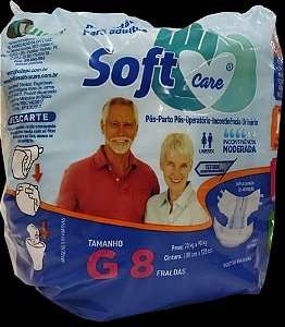 Fralda Desc Adulto Tam G (PCT 08 UN) Soft Care Fardo C/16 De 70 A 90KG