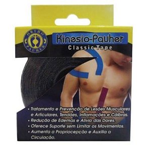 Faixa Elástica Adesiva Kinesio Classtape Preto (05cm x 5m) - Ortho Pauher