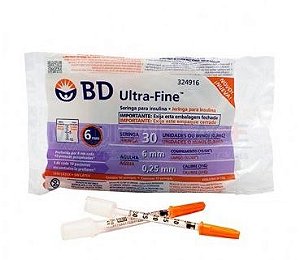 Seringa de Insulina Ultra-Fine 0,3ml com Agulha (6mm x 0,25mm) - BD