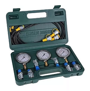 MALETA TESTE/REGULAGEM PRESSÃO HIDRAULICA MAN. 0 A 250 E 0 A 500 PSI ADAPTADOR, TOMADOR PRESSÃO