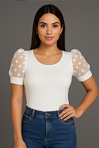 Blusinha manguinha princesa com tule