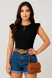 Blusinha Canelada Manguinha Princesa