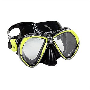 Máscara Óculos De Mergulho Apnéia Pesca Sub Onix Fun Dive - Preto / Amarelo