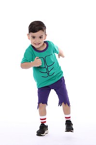 Fantasia Infantil Herói Verde Curto