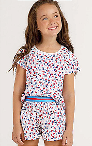 Pijama Infantil Manga Curta Corações