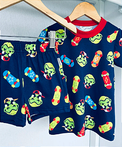 Conjunto de Pijama Curto Dino Skatista