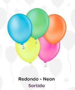 Balão Bexiga Neon Sortido N5 - 50 Unid - Pic Pic