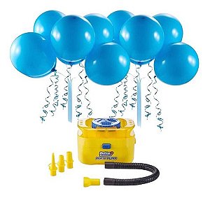 Inflador De Balões C/16 Balões Azul C/ Adaptador