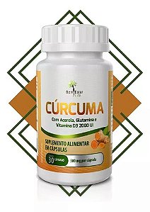 Cúrcuma com Acerola, Glutamina e Vitamina D3 2000 UI 30 Cápsulas