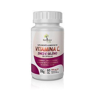 Vitamina C 1000 mg com Zinco e Selênio 60 Cápsulas