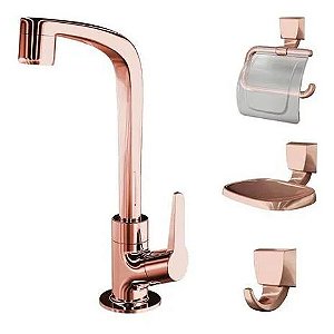 Kit para Banheiro 4 Peças Rose Gold Lorenzetti