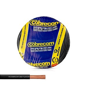 Cabo Flexível 6,0mm Preto Rolo com 100 Metros 750V Cobrecom