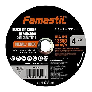 Disco de Corte Metal 4.1/2" 115x1,2x22,2mm Famastil