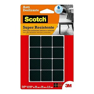 Anti Deslizante Quadrado Tamanho M com 12 Unidades Preto Scotch-Brite 3M