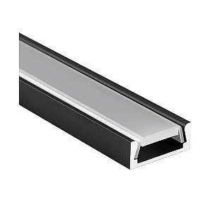 Perfil Led Sobrepor Preto 17 x 7 x 2000mm Foxlux