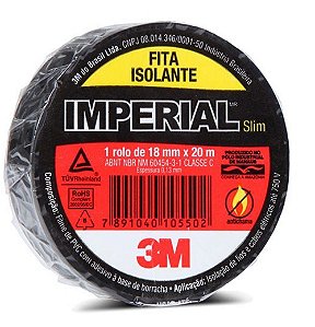 Fita Isolante Imperial 18mm x 20m Preta 3M