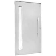 Porta De Aluminio Branca Pivotante Esquerda 2,20X1,20cm Com Puxador Com Visor Esquadrisul