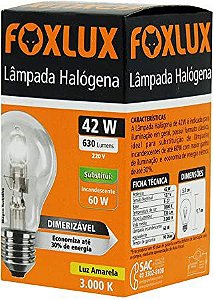 Lâmpada Halógena Classica 42W 220V Foxlux