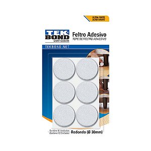 Feltro Redondo 30mm com 12 Unidades Branco Tekbond