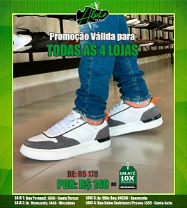 Tênis Sound Branco e cinza- Alpha Tênis