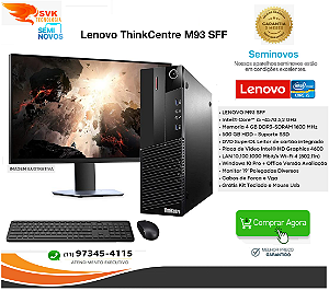 Computador Lenovo M93P Intel Core i5 - 4° Memoria 04GB HDD 500GB Monitor Led 19'  Kit Teclado e Mouse Semi novo