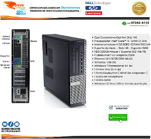 Cpu Dell Optiflex Slim Intel Core i3 - 2° Geração - 04GB Memoria - HD 320GB