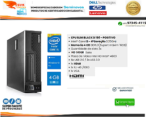 Desktop Slim Positivo - Processador i3 - 4° Geração - Memoria 04GB Ddr3 - HDD 320GB - HDMI
