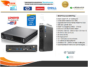 Micro Cpu Lenovo Think Centre M93 , Intel Core i7  4°Geração , Memoria 4GB DDR3 , HDD 320GB , 4 Usb , Displayport , Vga