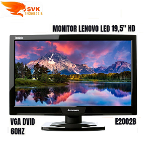 Monitor Lenovo Thinkvision 19,5'' LED HD VGA DVID 60Hz 5ms Preto - Model E2002B - NOVO NA CAIXA
