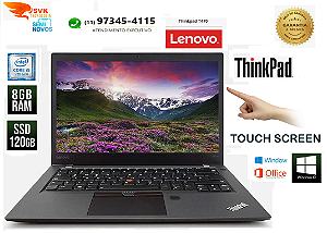 Notebook Lenovo T470 Touch Screen Processador i5 7° Geração Memoria 08GB DDR4  SSD 120GB GB , Tela 14' Led , Hdmi