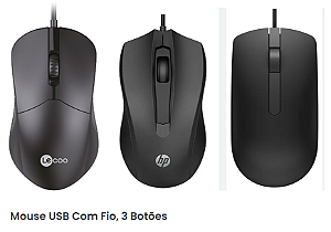 Mouse Usb com Fio 3 Botões - Semi Novo em Perfeito Estado