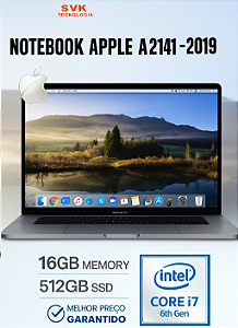 MacBook Pro A2141 - Ano 2019 - Processador i7 - 6º Geração - 2.6 GHZ - Memória 16 GB - SSD 500 GB - Tela 16' Polegadas - 3X USB Tipo C - Touch Bar - Placa Gráfica 630 - 1536 MB
