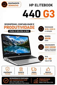 Notebook HP EliteBook 440 G3 - I5 6°G - 08GB - HDD 500GB