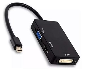 ADAPTADOR MINI DISPLAYPORT PARA DVI VGA HDMI 3 IN 1