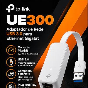 Adaptador de Rede TP-Link UE300 USB 3.0 para RJ45 Gigabit 1000Mbps