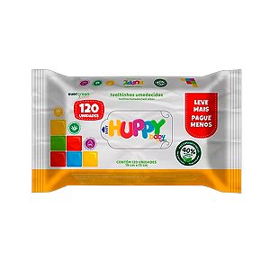 Toalha Umedecida Huppy Baby Wipes com 120 Unidades