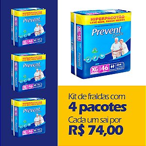 Fralda Geriátrica Prevent Care XG (Kit com 184 unidades)