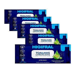 Toalha Umedecida Higifral (Kit com 12 pacotes de 40 Unidades)