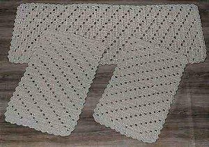 Jogo de Passadeira Listra 3 Peças de Crochê - Cor Cru