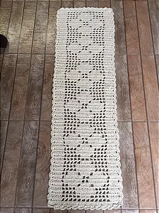 Passadeira de Crochê Modelo Rosa - Cor Cru