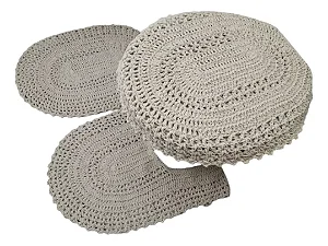 Jogo de Banheiro 3 Peças de Crochê - Cor Cru