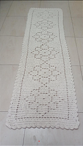 Passadeira Flor 2,00 Metros de Crochê - Cor Cru