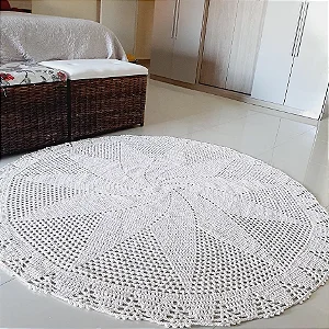 Tapete de Crochê Redondo 2,00 Metros - Cor Cru
