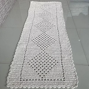 Passadeira Diagonal 1,80 Metros de Crochê - Cor Cru
