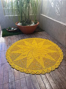 Tapete de Crochê Redondo 1,60 Metros - Cor Amarelo